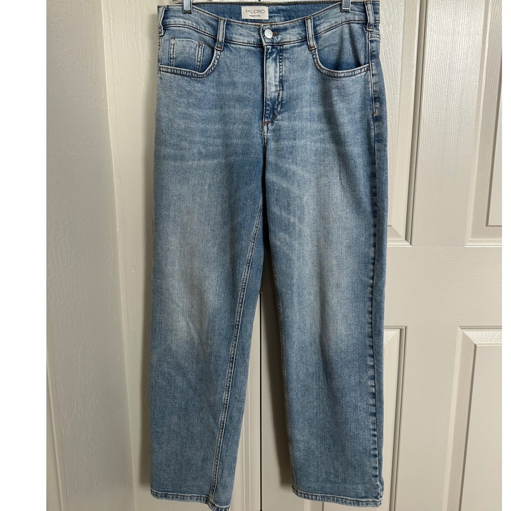 Anthropologie Pilcro High-Rise Straight Leg Jeans Light Wash Blue 31